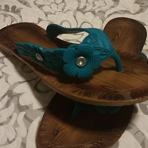 Teal Flip Flops